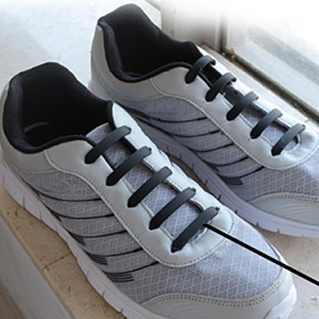 3-5pack 12Pcs/set Unisex No Tie Shoelaces Elastic Silicone Sneaker Laces Black