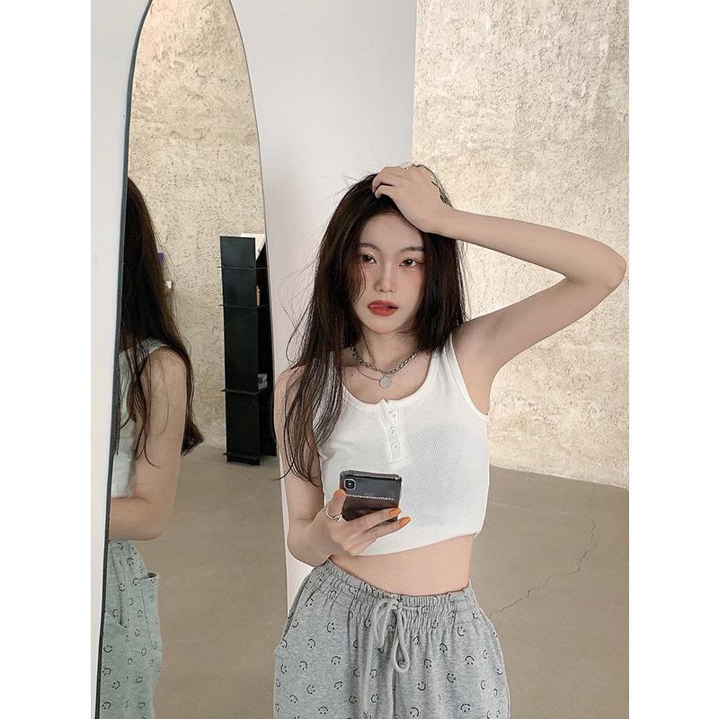 Áo croptop Ulzzang ôm body tay ngắn áo 3 lỗ 2 dây bozip sexy Hàn Quốc