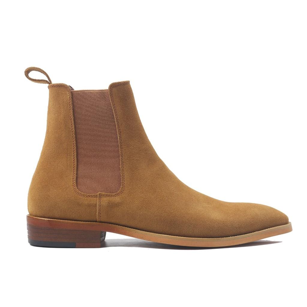 Giày Chelsea boots nam da lộn nâu giày da cao cấp da bò nhập khẩu handmade shoes AG1V1 bảo hành 12 tháng