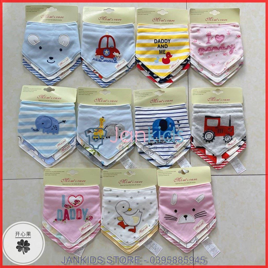 Set 3 chiếc yếm tam giác có cúc bấm Momcare cho bé