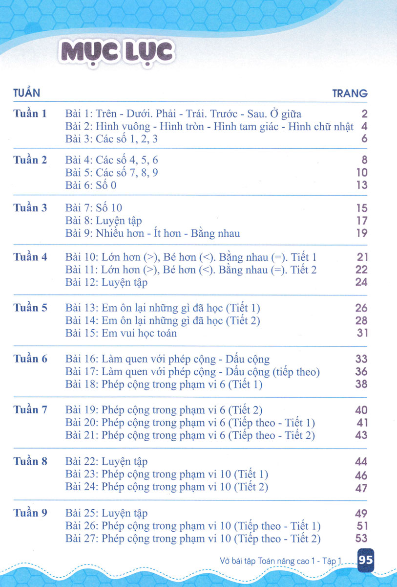 Vở Bài Tập Toán Nâng Cao Lớp 1 - Tập 1 (Theo Chương Trình GDPT Mới - ND)