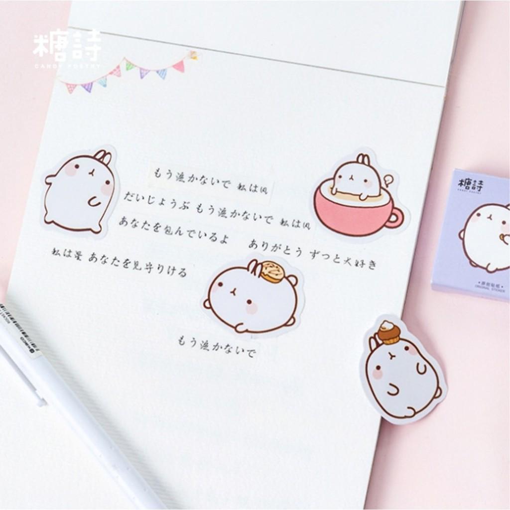 Hộp 45 Miếng Nhãn Dán Sticker Trang Trí Molang