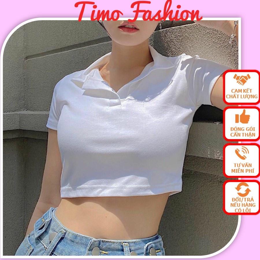 Áo croptop, áo croptop nữ, tay ngắn có cổ form rộng sexy, co giãn thoáng mát, crt thun sơ mi ulzzang cổ bẻ, ACN002