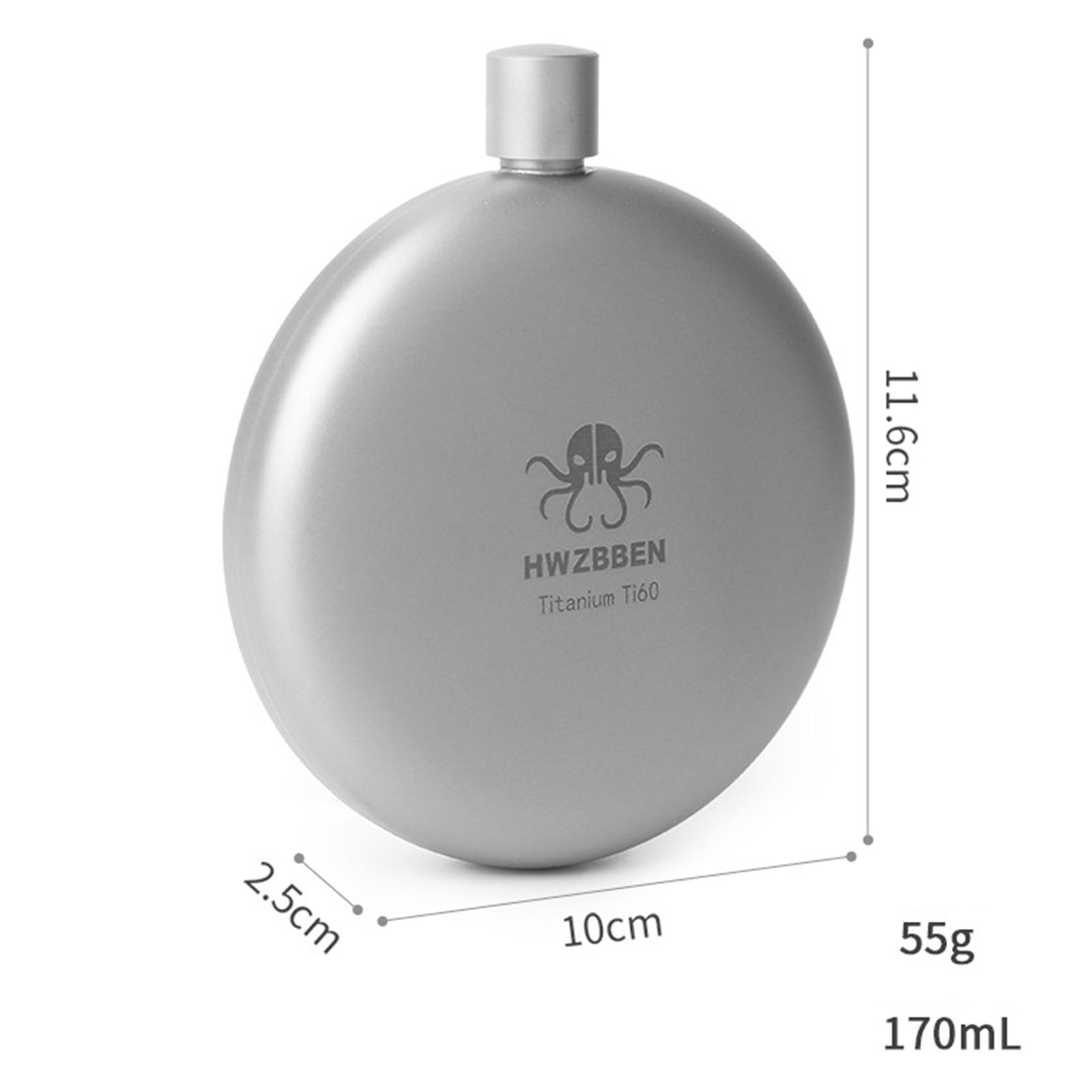 170ml Titanium Hip Flagon Ultralight Pocket for Outdoor Hiking Camping