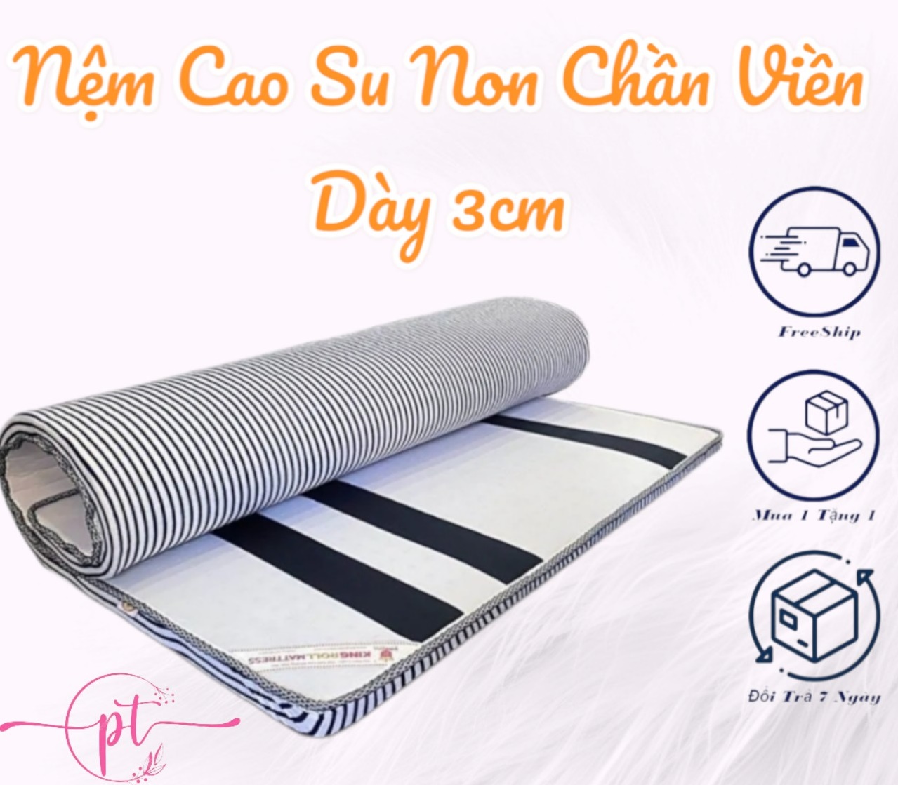 Nệm Cao Su Non Diamond Gold Dày 3CM Tặng Kèm Áo Bảo Vệ Nệm