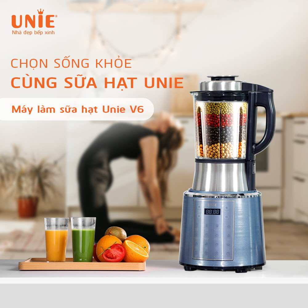 Máy Làm Sữa Hạt UNIE V6, 8 Chế Độ Nấu Tiêu Chuẩn Châu Âu, Dung Tích 1700ML Công Suất 1000W - Hàng Chính Hãng