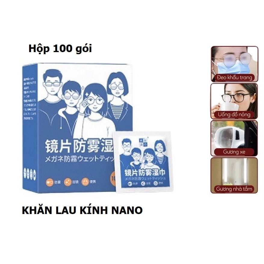 Hộp 100 Gói, Miếng Khăn Ướt Lau Kính Nano, Chống Bám Bụi Bẩn, Vân Tay Trên Kính Mắt, Khăn Lau Kính - Kingler 7227