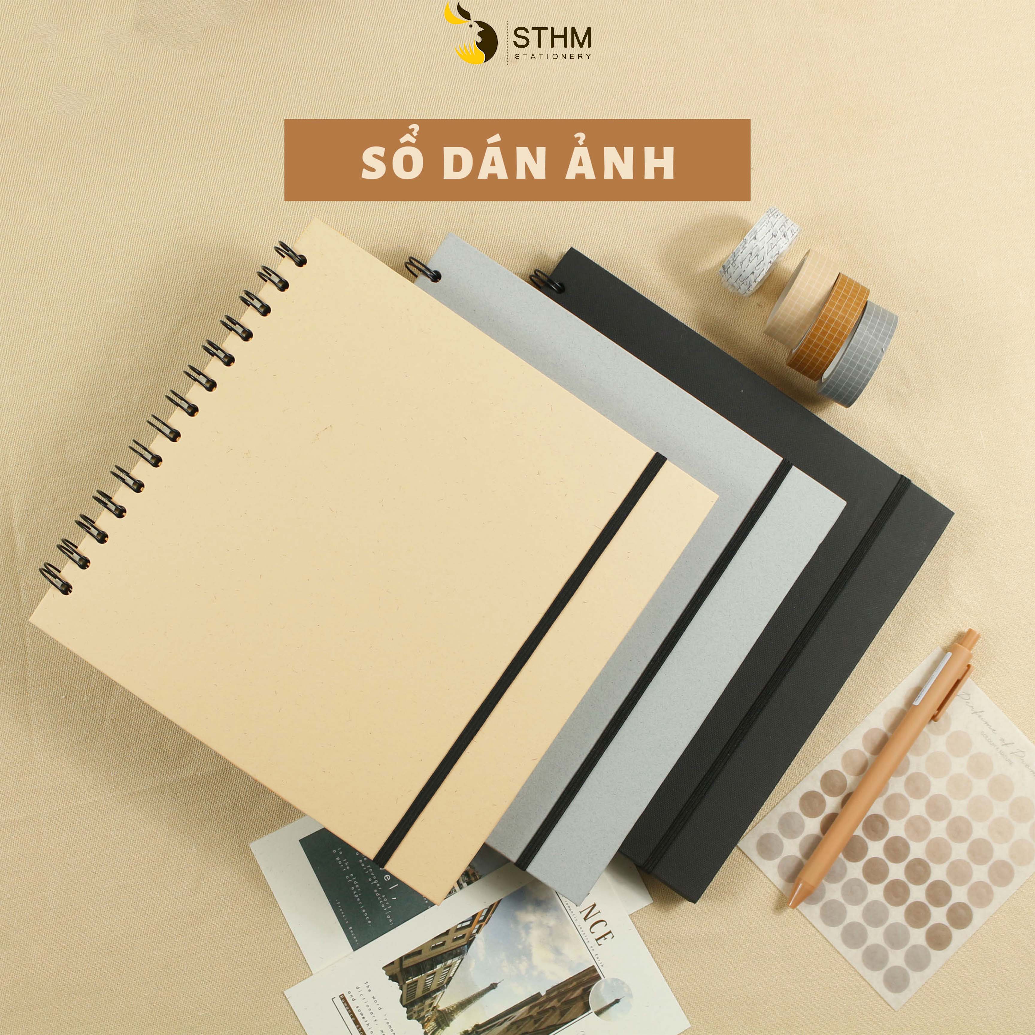 Sổ dán ảnh - Scrapbook 20x20cm 50 trang giấy mỹ thuật cao cấp dày 250gsm - STHM stationery