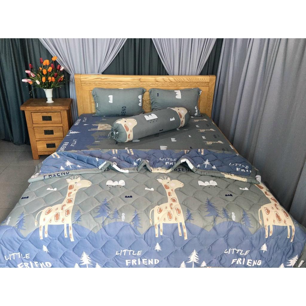 Bộ drap KÈM MỀN thun lạnh Hàn Quốc 5 món