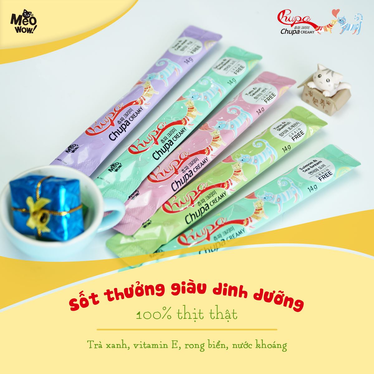 Sốt dinh dưỡng cho mèo Chupa Creamy Cá ngừ &amp; Mực