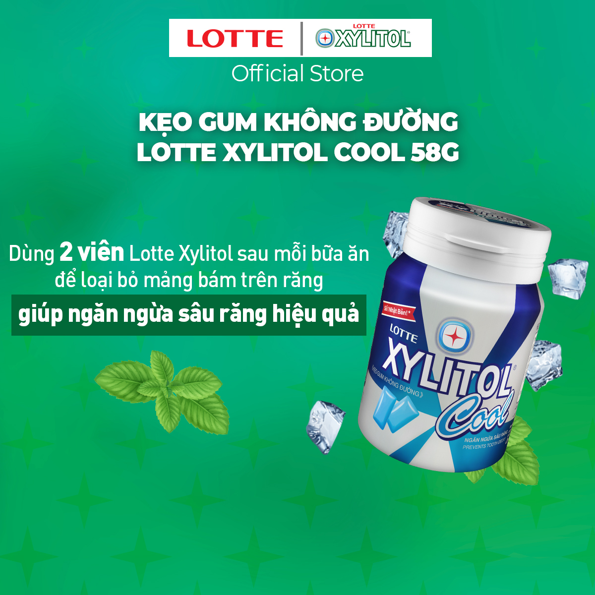 Combo 6 hũ Kẹo gum không đường Lotte Xylitol Cool 55.1 g