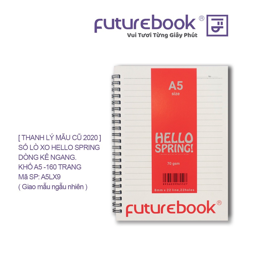 Sổ Lò Xo Hello Spring A5- Kẻ Ngang- 160 Trang. VPP FUTUREBOOK. MSP: A5LX9 . Giao mẫu ngẫu nhiên.