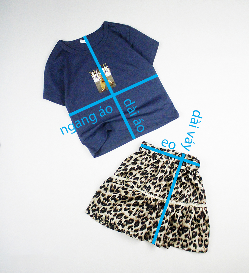 Set áo croptop và chân váy beo 20 đến 30 kg Quảng Châu cho bé gái 03785