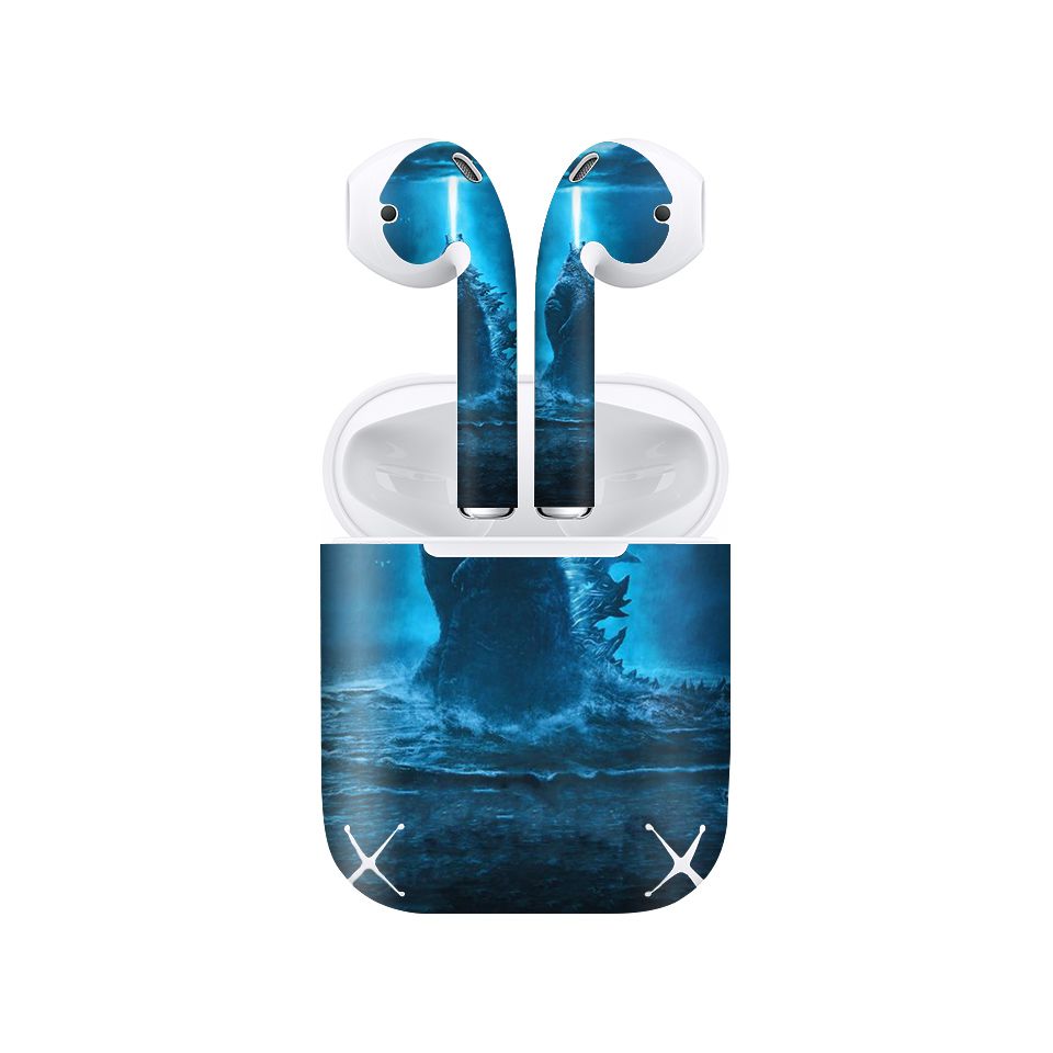 Miếng dán skin chống bẩn cho tai nghe AirPods in hình Godzilla - Godz003 (bản không dây 1 và 2)