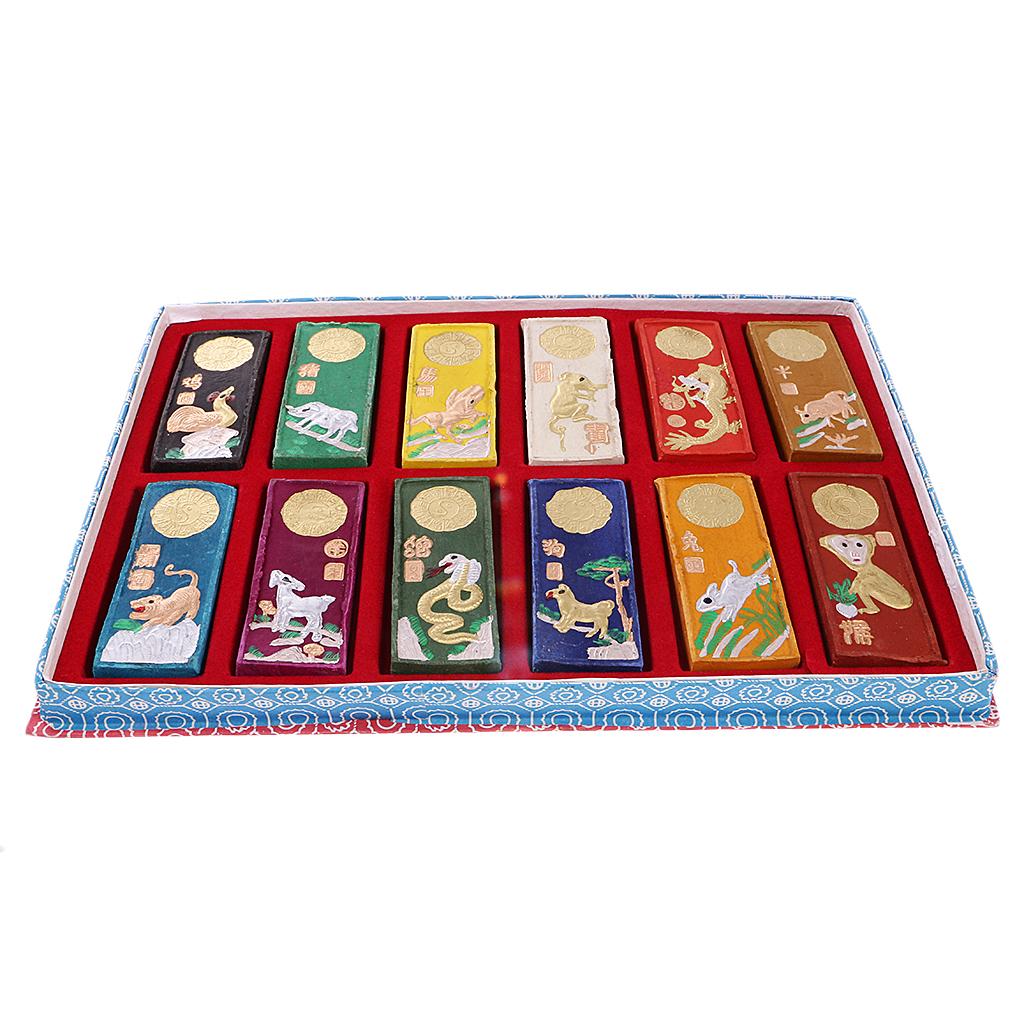 Bộ 7 màu mực tranh thư pháp chạm khắc cung hoàng đạo