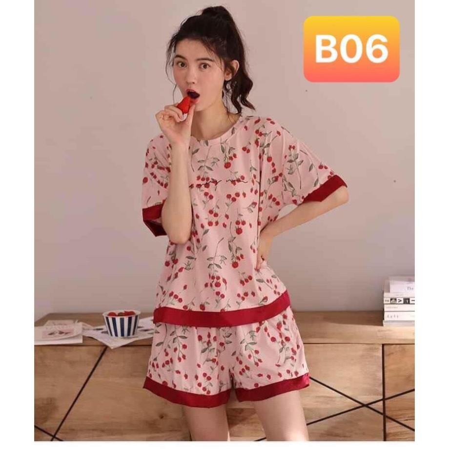 {Mã giảm giá + Hổ trợ Ship} Đồ bộ nữ, thun Cotton 100%, đủ size, 42-70kg, hình bông hoa hồng B06