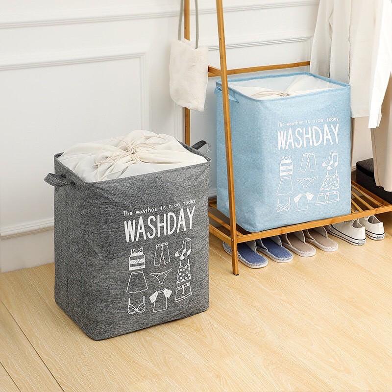 Giỏ đựng quần áo bằng vải cỡ lớn, túi đựng chăn màn đa năng washday hh131