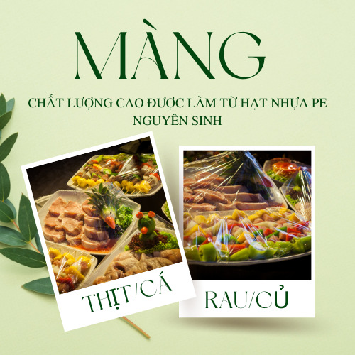 Màng bọc thực phẩm lõi nhỏ 30cm x 200m - Nhựa PE - Không chứa chất phụ gia gây hại - Dùng được cho lò vi sóng