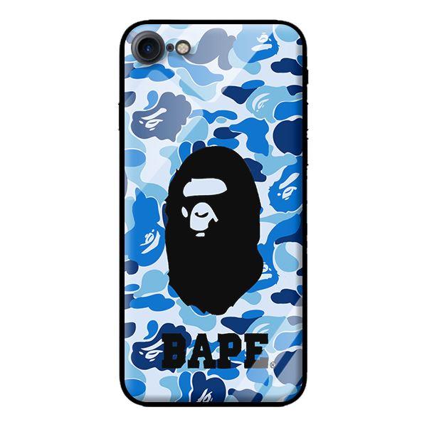 Ốp lưng kính cường lực cho iPhone 7 Bape Xanh Có Chữ - Hàng chính hãng
