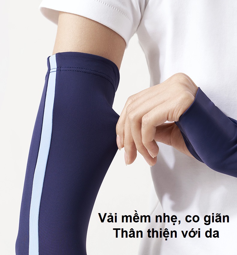Găng tay xỏ ngón lụa băng Hatsu chống nắng và ngăn tia UV 100% - phối 2 màu thời trang - Dòng -5 độ cao cấp - Hàng chính hãng