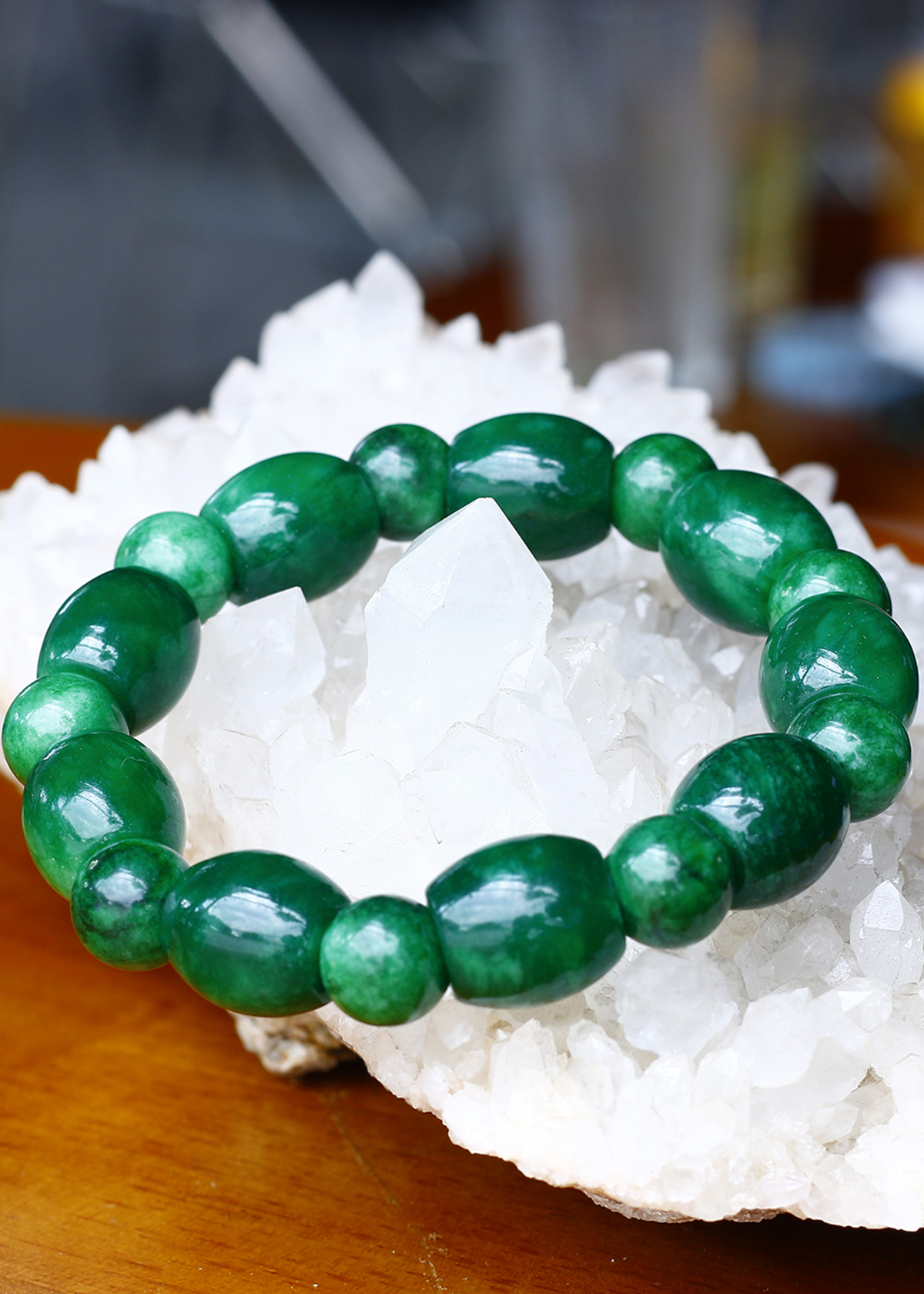 Vòng lu thống cẩm thạch sơn thủy size hạt 12mm mệnh hỏa , mộc - Ngọc Quý Gemstones