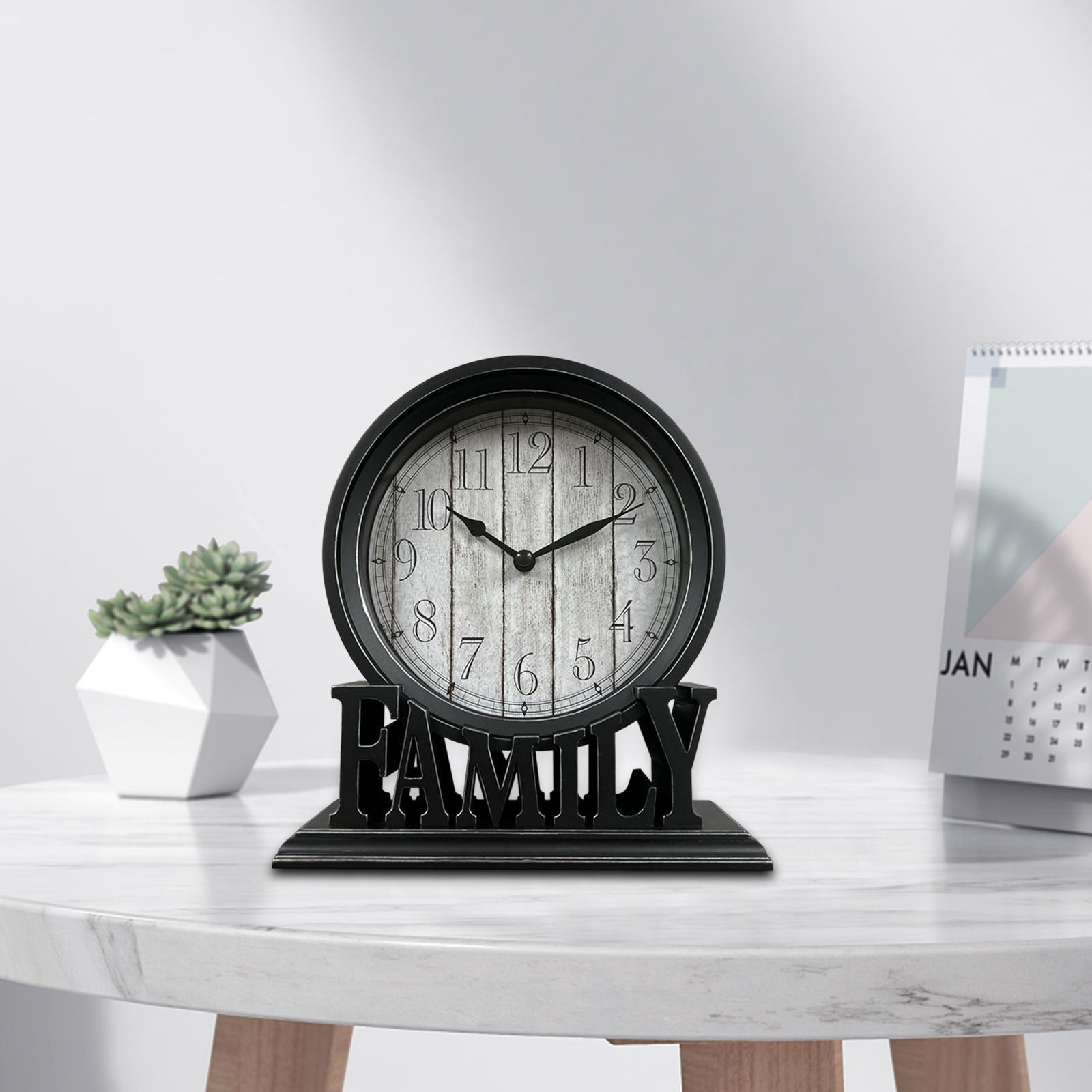 2x Round Table Clock Decorative Silent Kitchen Decor