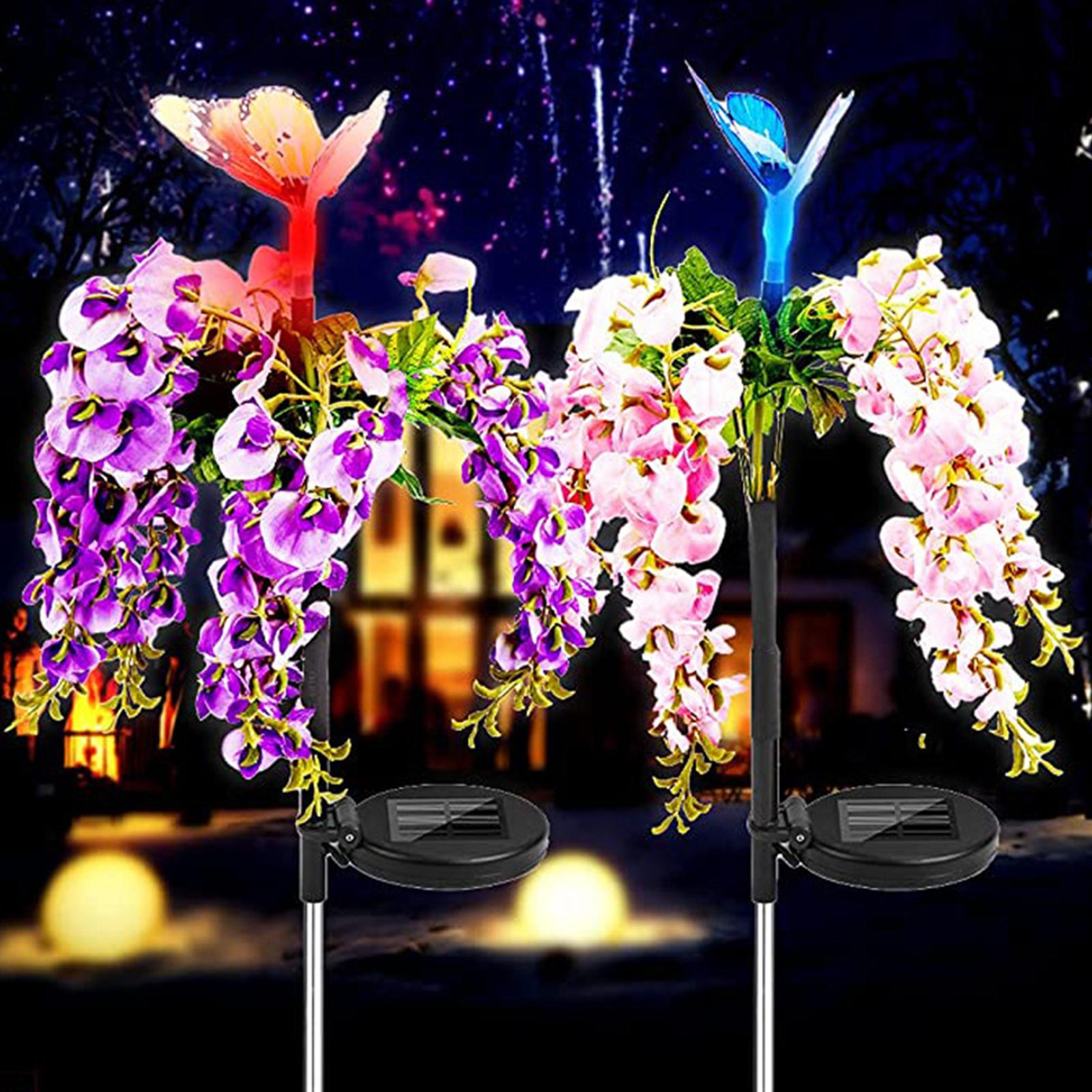Solar Flowers Light Outdoor Decorative Stakes Lights 7 Color Changing LED Landscape Lights Waterproof Garden Stake Light