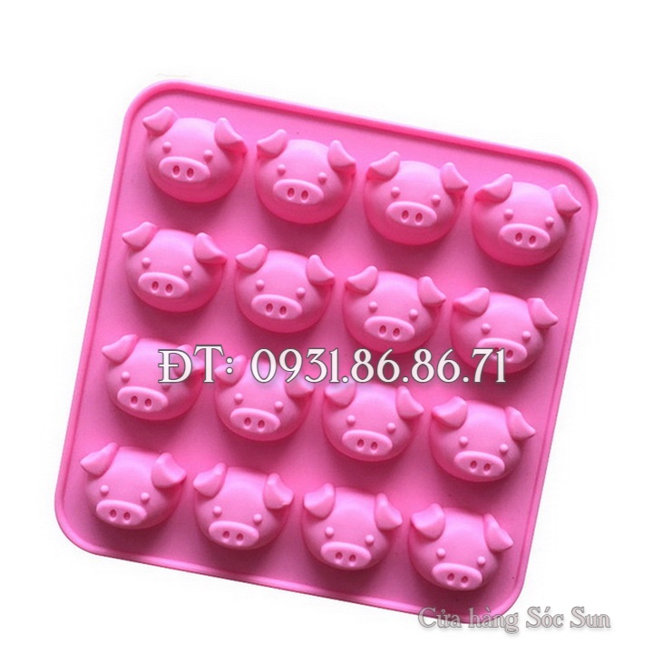 Khuôn silicon 16 mặt heo con – Mã số 1087