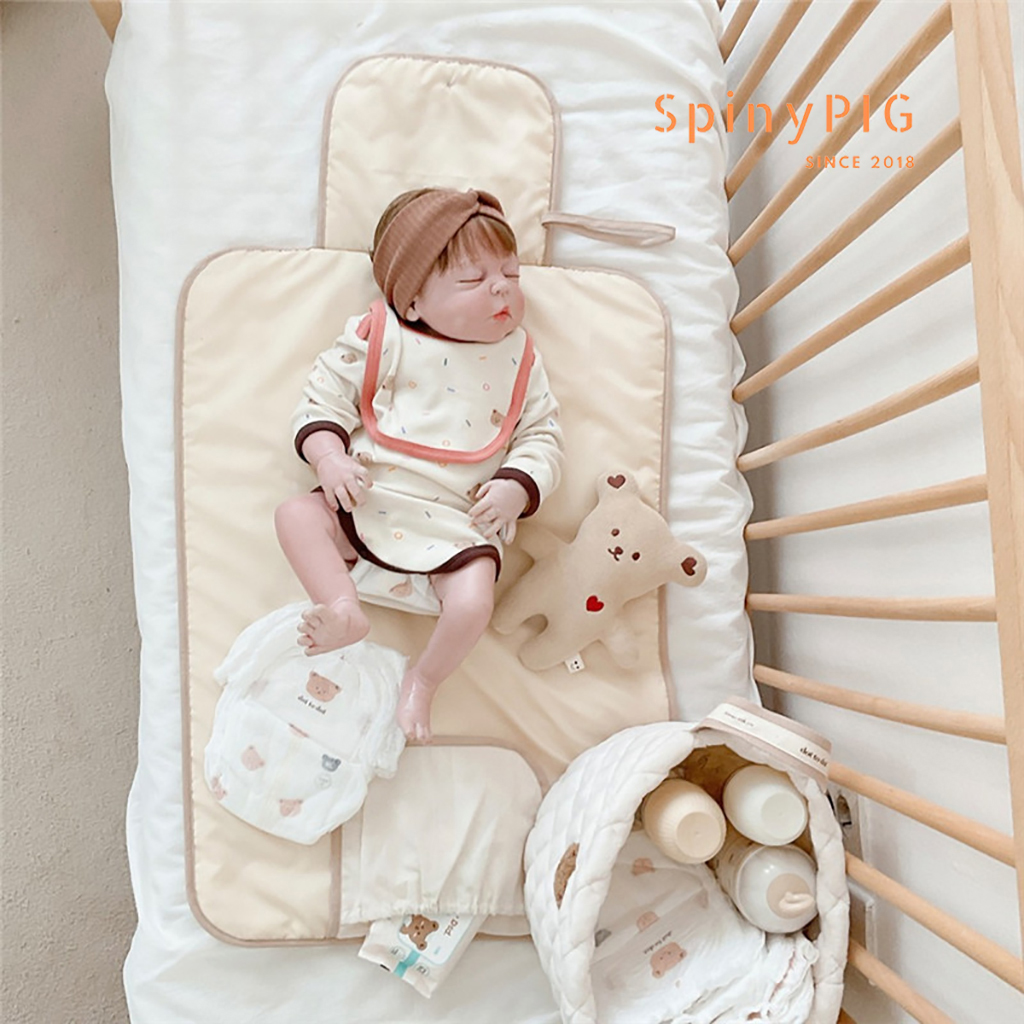 Miếng lót chống thấm miếng lót thay bỉm cho bé style Hàn Quốc cotton cao cấp họa tiết thêu dày đẹp gấp gọn tiện dụng