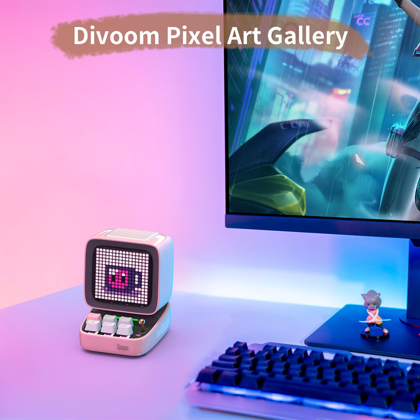 Divoom ditoo-pro retro pixel art bluetooth loa di động đồng hồ báo thức DIY DIY LED hiển thị bảng, món quà dễ thương Trang trí ánh sáng nhà Color: Ditoo-Pro White Set Type: Speaker