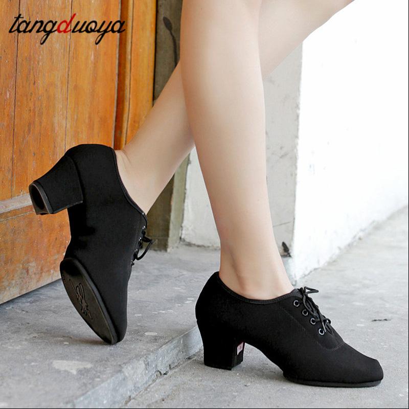Salsa Nhảy Latin Giày Nữ Chuyên Nghiệp Nữ Phòng Khiêu Vũ Giày Khiêu Vũ Jazz Nhảy Múa Giày Nữ Latino Calzado Mujer Color: 3cm-flock soles Shoe Size: 39