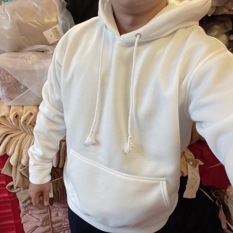 Áo hoodie unisex 2T Store H05 màu trắng khoác nỉ chui đầu nón 2 lớp dày dặn đẹp chất lượng