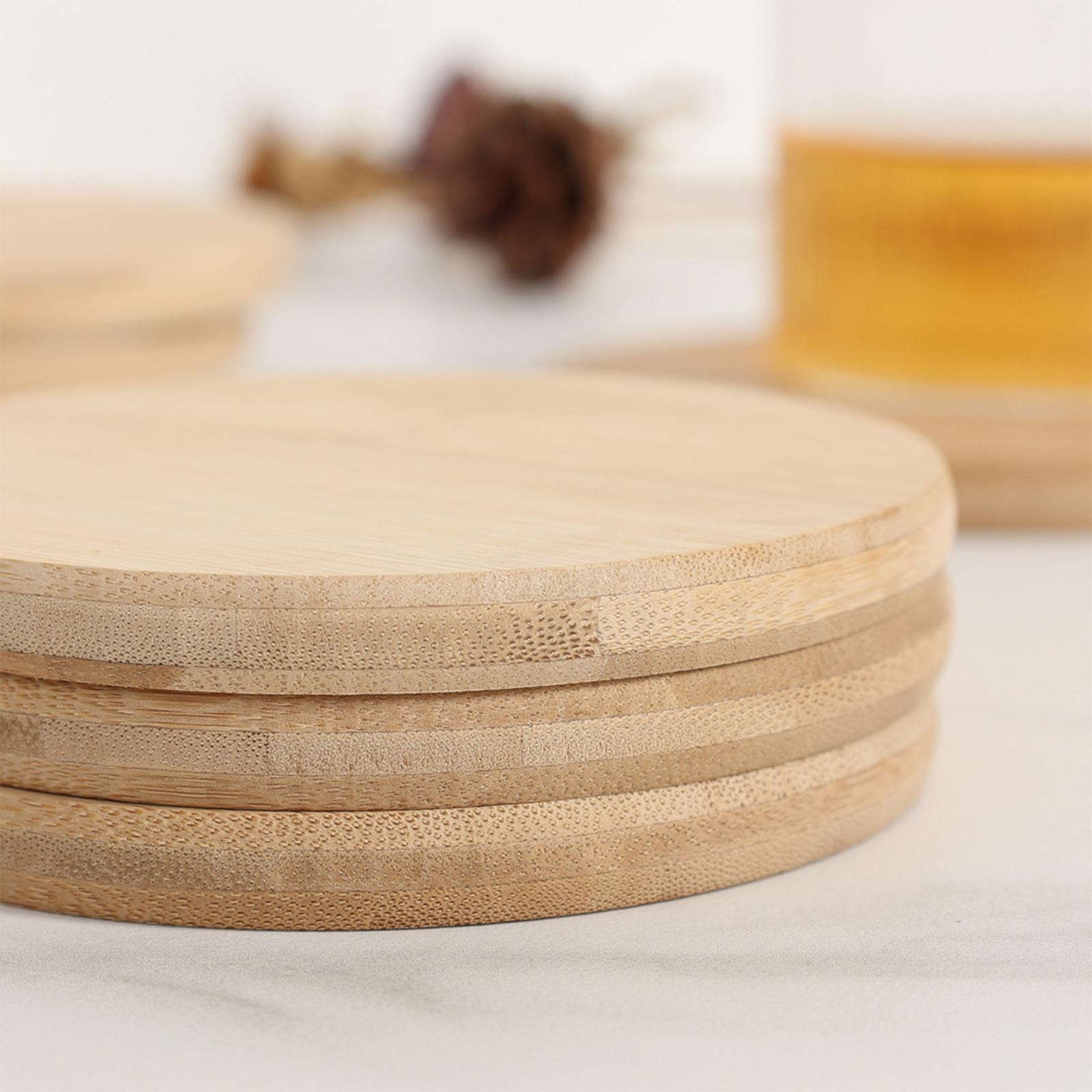 5Pcs Wood Round Coasters Place Mats Coffee Coaster Beverage Decor L