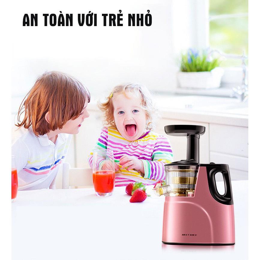 Máy ép chậm MEET JUICE, Máy ép trái cây- Vắt kiệt bã công suất 150W - Tặng 2 cốc đựng nước