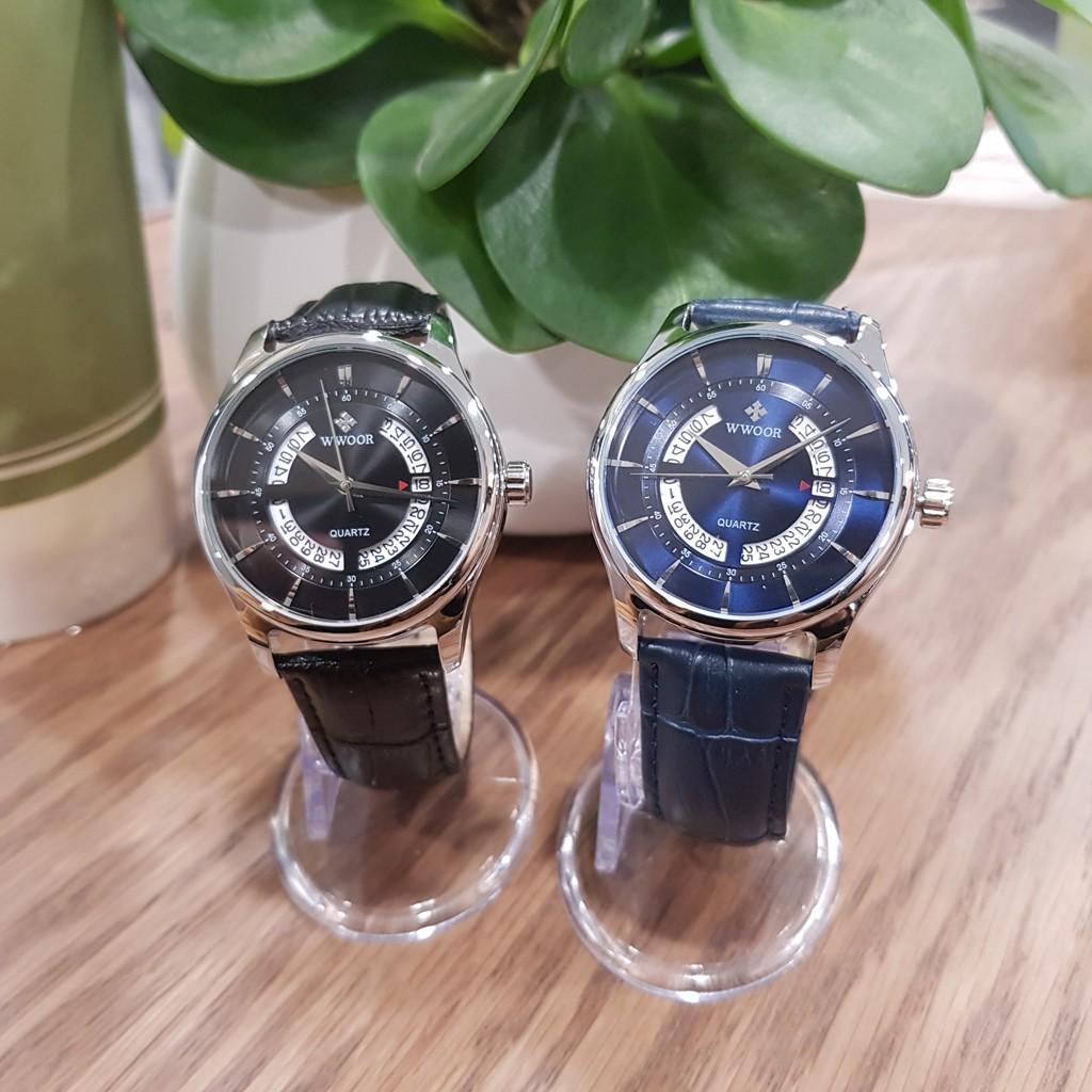 Đồng hồ nam dây da cao cấp có lịch chống nước, chống xước chính hãng WWOOR - Tony Watch 68