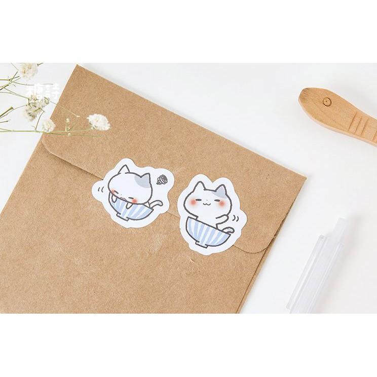 Bộ 45 Sticker Hàn Quốc hình Mèo Tinh Nghịch dán trang trí E07