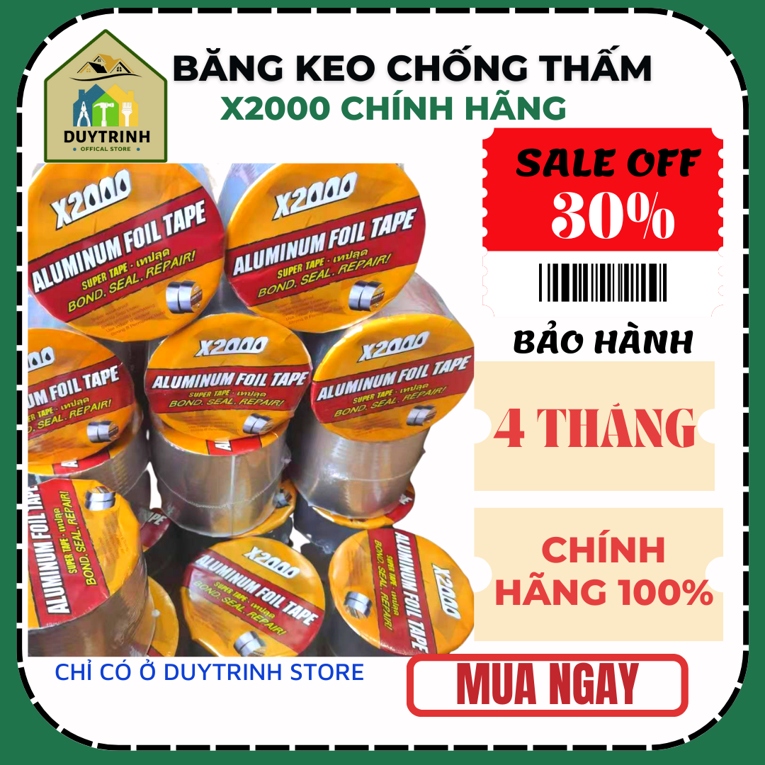 Băng keo chống thấm x2000 Nhật Bản chắc chắn, Siêu Sale, chống thấm dột, dán tường, dán mái tôn đủ kích thước