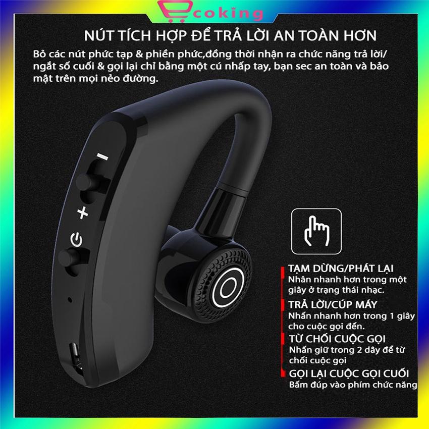 Tai Nghe Không Dây nhét tai Bluetooth V9 ECOKING{TẶNG KÈM TAI NGHE DÂY} âm thanh vòm HIFI có micro trò chuyện nút điều