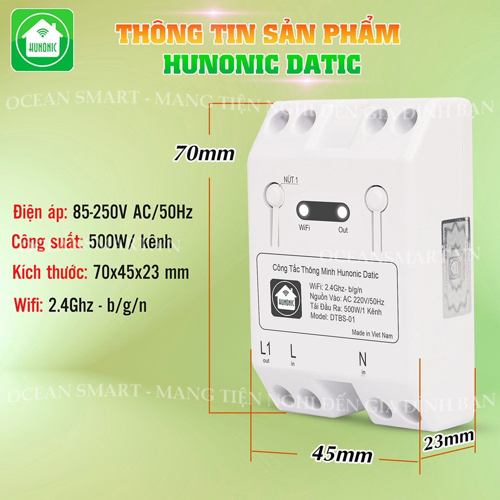 Công Tắc Thông Minh, Công Tắc Wifi Giá Rẻ Hunonic Datic Basic - DTBS01