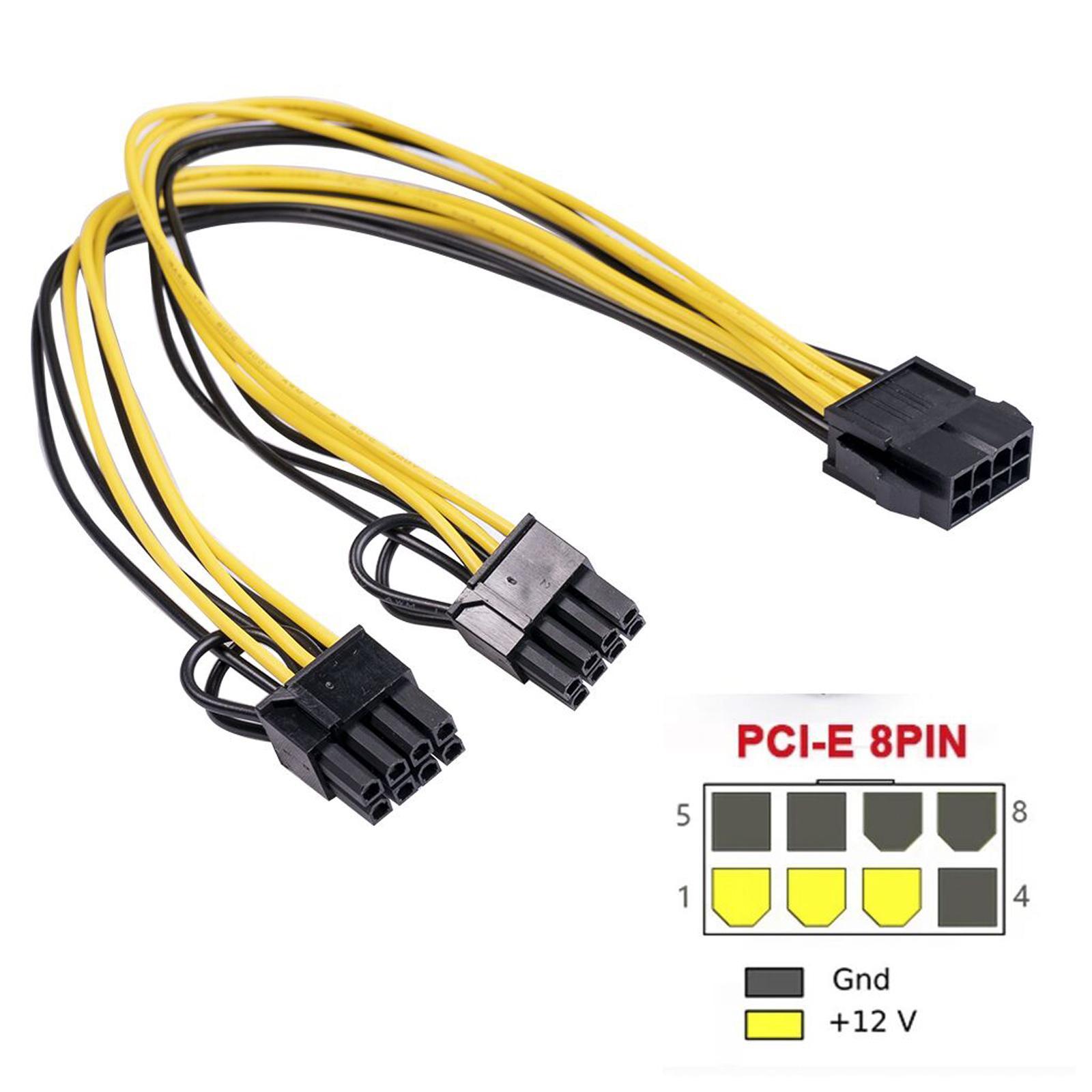 Splitter 11.8inch Extention 8-Pin to Dual 8-Pin  Power Supply Cable PCI Express