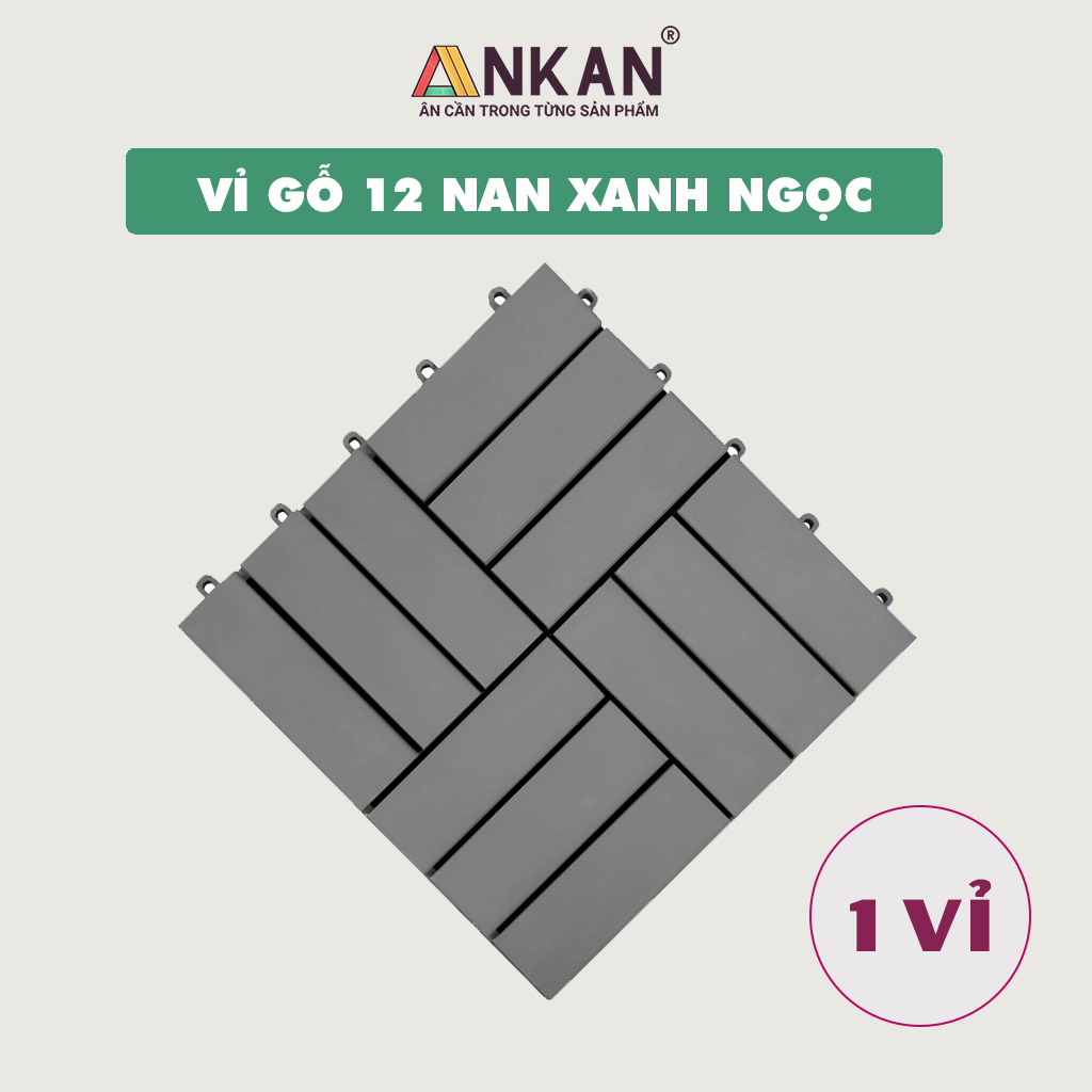 Ván Gỗ Lót Sàn Ban Công Thương Hiệu ANKAN Màu Xanh Ngọc, Tiêu Chuẩn Châu Âu, Vỉ Ốp Gỗ Lót Sàn, Vỉ Nhựa Gỗ Lót Ban Công, Ngoài Trời, Hành Lang, Sân Vườn, Hồ Bơi, Vỉ Gỗ Tự Nhiên 12 Nan, Siêu Bền, Chịu Nước Tốt