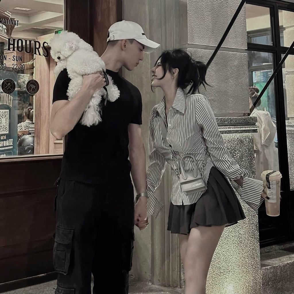 SET ĐI CHƠI, SET 2 MÓN ÁO SƠ MI KẺ TAY DÀI PHỐI CHÂN VÁY NGẮN DẬP LY CỰC XINH