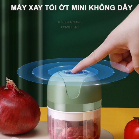 Máy Cắt Lát Xay Rau Củ Cầm Tay Cao Cấp 2in1 - Máy Thái Rau Củ Đa Năng - Máy Xay Tỏi Ớt - Máy Thái Lát Rau Củ Thực Phẩm Máy Xay Cầm Tay Sạc Điện