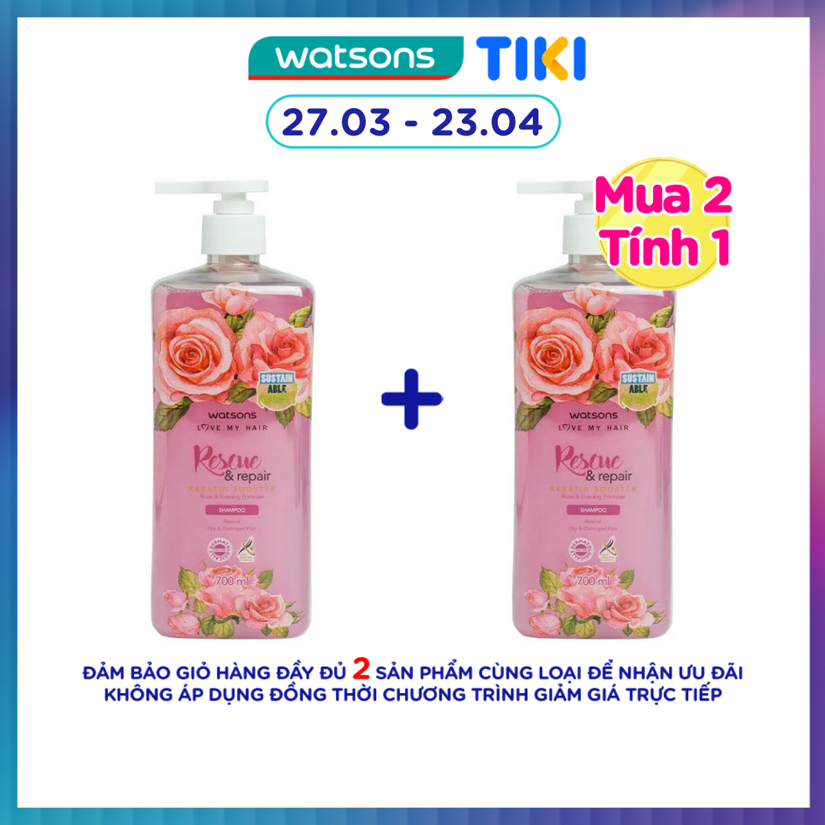 Dầu Gội Watsons Rose Evening Primrose Shampoo 700ml