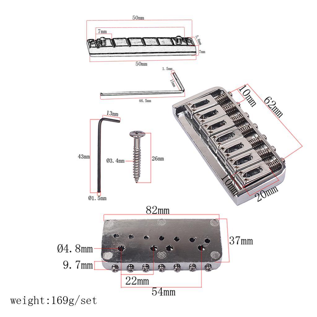 Exquisite Guitar Fixed Bridge With Brass Nut Set For 7 String Guitar Accessories DIY