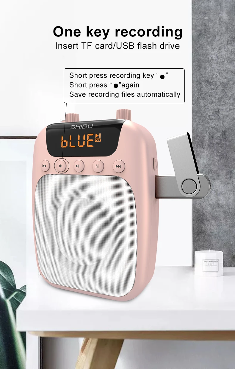 Tặng Kèm Micro Không Dây Trị Giá 199K - Loa Trợ Giảng Có Dây Shidu SD-S358 Công Suất Loa 10W Kết Nối Bluetooth,FM, Dung Lượng Pin 2500mAh Sử Dụng Lên Tới 15h. SHIDU S358 10W Wireless Mini Amplifier Meeting Guide Headset Micro Wireless - Hàng Chính Hãng