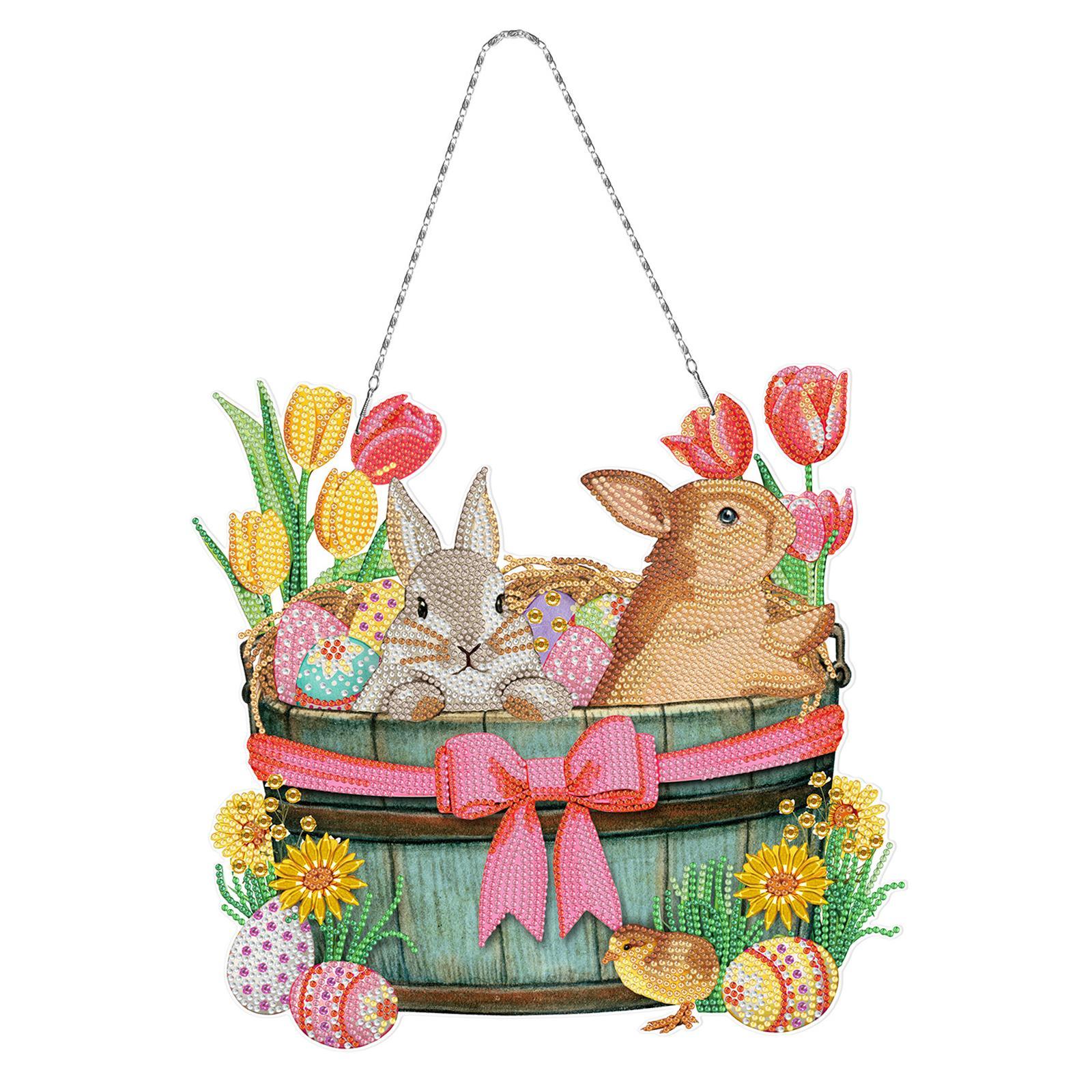 5D Diamond Paint Easter Bunny Hanging Ornament Window Decoration