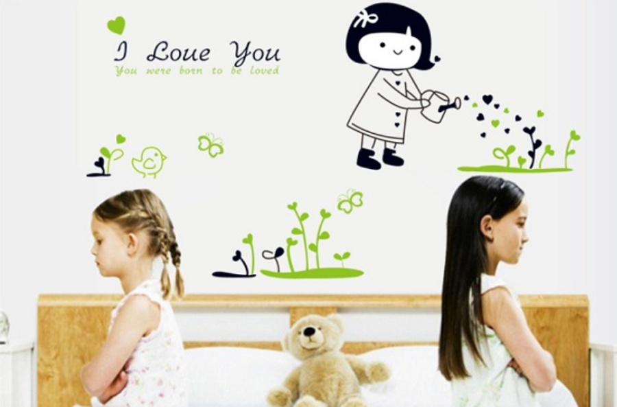 Decal dán bé tưới cây, kiểu hàn quốc, dán phòng bé, trường học mầm non, khổ 1,2 x 0,75 tại TPHCM