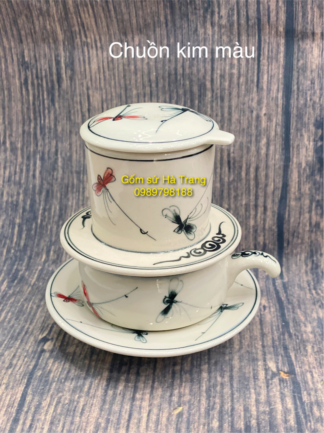 Bộ phin pha cafe gốm sứ Bát Tràng cao cấp vẽ tay xuất dư