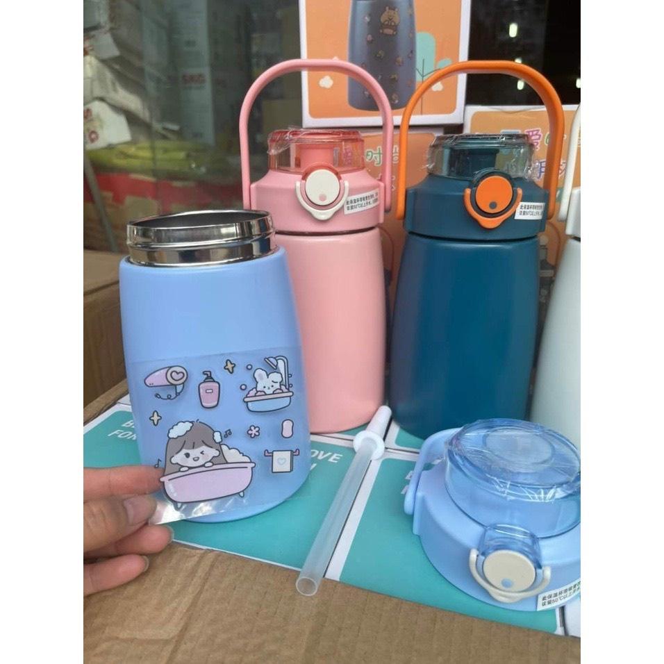 Bình Giữ Nhiệt  800ml Có Ống Hút Lõi Inox 304 Giữ Nhiệt Tặng Sticker Trang Trí Siêu Dễ Thương -An Nhiên.739